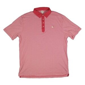 Masters Polo Shirt Men's Size Large L Red & White Striped Logo